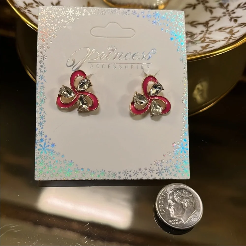Hot Pink Bow Swirl Stud Earrings